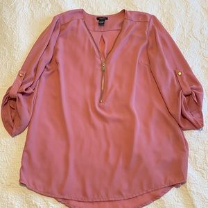 Blush pink zip up shirt